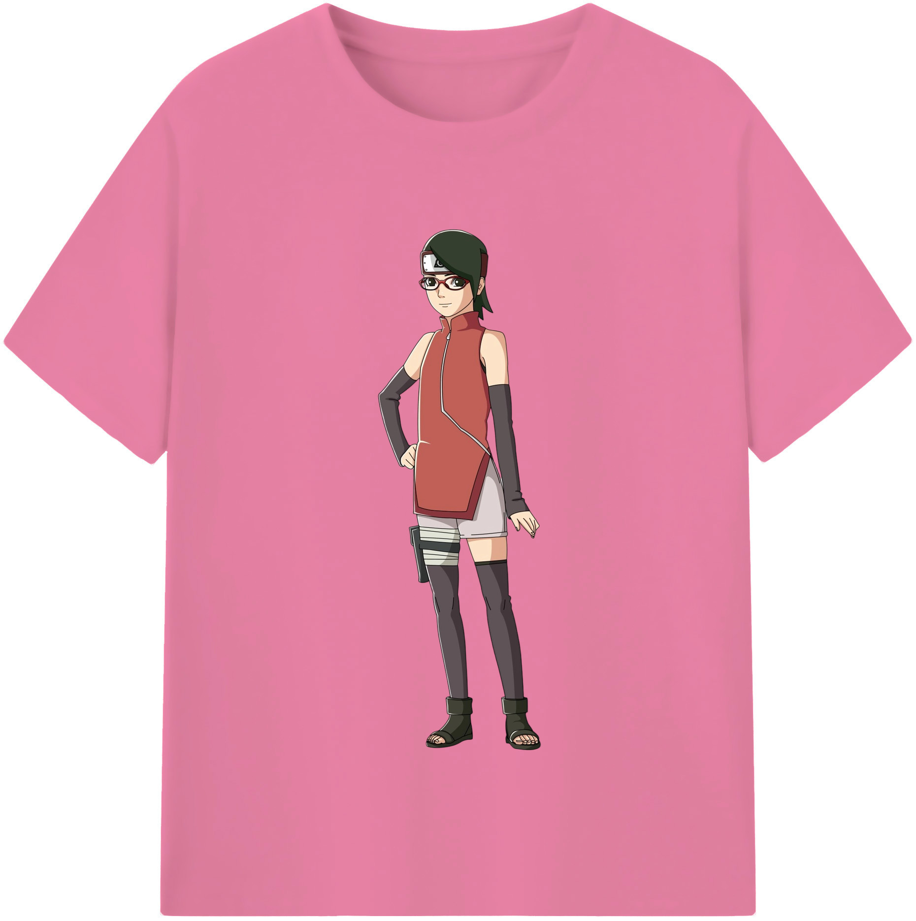 （画像用） NARUTO -ナルト- うちは サラダ Uchiha Sarada 綿100％半袖Tシャツ（フロントプリント）